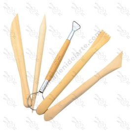 ESTECAS DE MADERA PARA ESCULTURA X4 + 1 DEVASTADOR