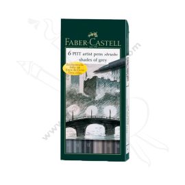 PITT ARTIST PEN BRUSH SHADES OF GREY X6 FABER CASTELL