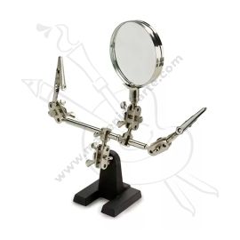 SOPORTE DE METAL CON GANCHOS Y LUPA