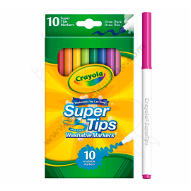 PLUMONES LAVABLES CRAYOLA SUPER TIPS  X 10